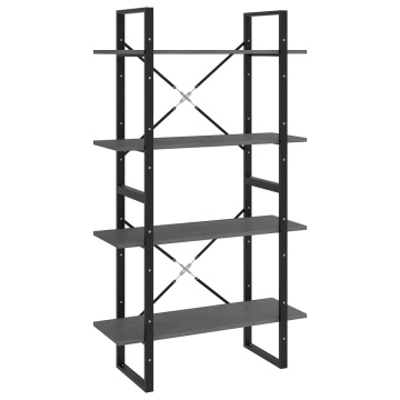 Bibliotecă cu 4 rafturi, gri, 80x30x140 cm, lemn masiv de pin - Img 2