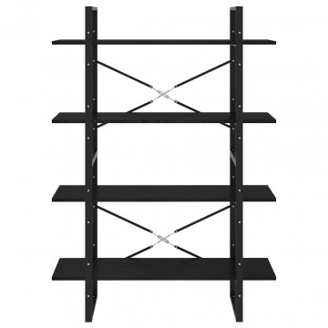 Bibliotecă cu 4 rafturi, negru, 100x30x140 cm, lemn masiv pin - Img 8