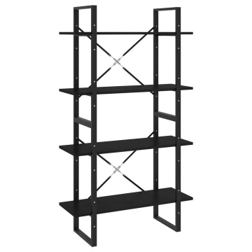 Bibliotecă cu 4 rafturi, negru, 80x30x140 cm, lemn masiv de pin - Img 2
