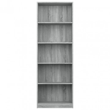 Bibliotecă cu 5 niveluri gri sonoma 60x24x175 cm lemn compozit - Img 4