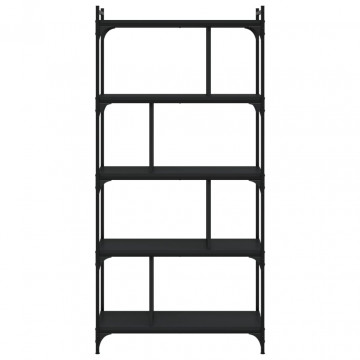 Bibliotecă cu 5 niveluri, negru, 76x32x158 cm, lemn prelucrat - Img 4