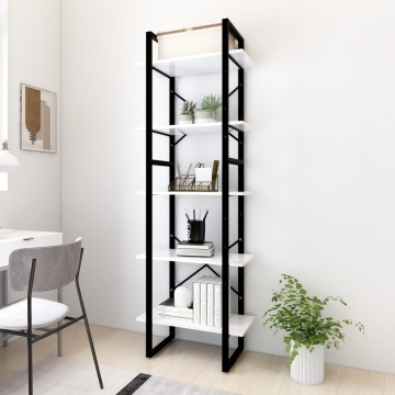 Bibliotecă cu 5 rafturi, alb, 60x30x175 cm, lemn prelucrat - Img 1