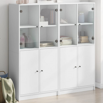 Bibliotecă cu uși, alb, 136x37x142 cm, lemn prelucrat - Img 1