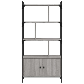 Bibliotecă cu uși gri sonoma 76,5x30x154,5 cm lemn compozit - Img 8