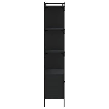 Bibliotecă cu uși, negru, 76,5x30x154,5 cm, lemn compozit - Img 5