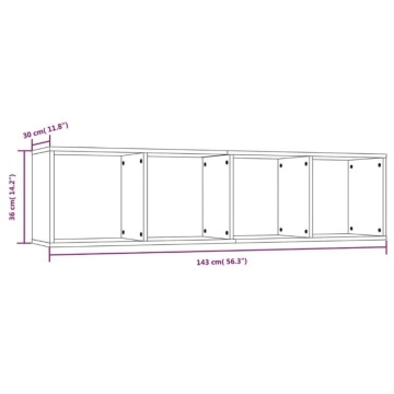 Bibliotecă/dulap TV stejar maro 143x30x36 cm lemn prelucrat - Img 7