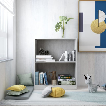 Bibliotecă, gri beton, 60x24x74,5 cm, lemn compozit - Img 1