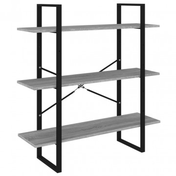 Bibliotecă, gri sonoma, 100x30x105 cm, lemn prelucrat - Img 2