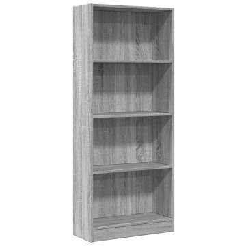 Bibliotecă, gri sonoma, 60x24x143 cm, lemn prelucrat - Img 2
