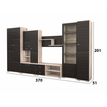 Bibliotecă living Gabriela, 370 cm, Wenge Sonoma - Img 3