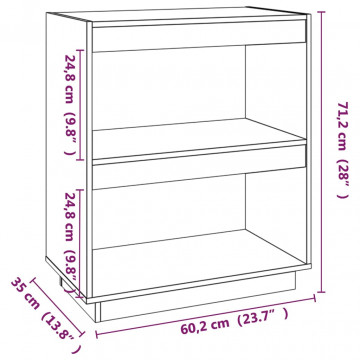 Bibliotecă, maro miere, 60x35x71 cm, lemn masiv de pin - Img 7
