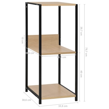 Bibliotecă mică negru/stejar, 33,5x39,6x79,7 cm, lemn prelucrat - Img 6