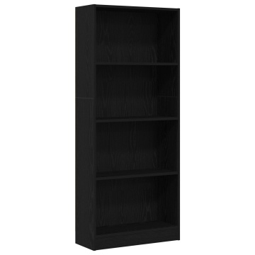Biblioteca Neagră din Stejar - 60 x 24 x 143 cm - Fabricată din Lemn Prelucrat - Img 2