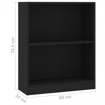 Bibliotecă, negru, 60x24x74,5 cm, lemn compozit - Img 5