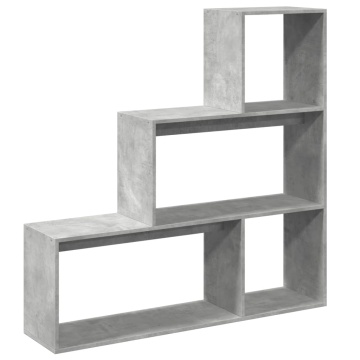 Bibliotecă/separator 3 niveluri gri beton 123x29x123 cm lemn - Img 6