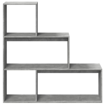 Bibliotecă/separator 3 niveluri gri beton 123x29x123 cm lemn - Img 8