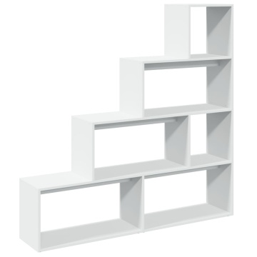 Bibliotecă/separator 4 niveluri, alb, 143,5x29x143,5 cm lemn - Img 6