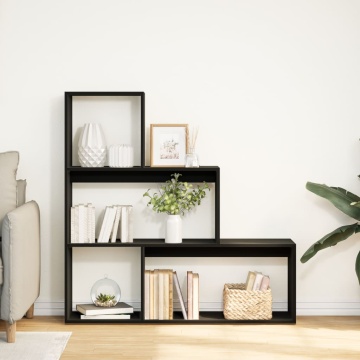 Bibliotecă/separator cameră 3 niveluri, negru 123x29x123cm lemn - Img 3