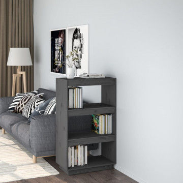Bibliotecă/Separator cameră gri 60x35x103 cm lemn masiv de pin - Img 1