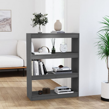 Bibliotecă/Separator cameră gri, 80x30x103,5 cm lemn masiv pin - Img 1
