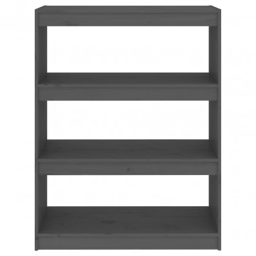 Bibliotecă/Separator cameră gri, 80x30x103,5 cm lemn masiv pin - Img 8