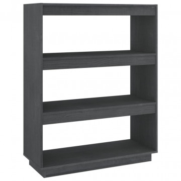 Bibliotecă/Separator cameră, gri, 80x35x103 cm, lemn masiv pin - Img 2