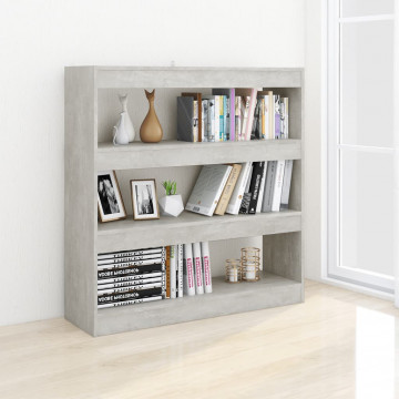 Bibliotecă/Separator cameră, gri beton, 100x30x103 cm - Img 3