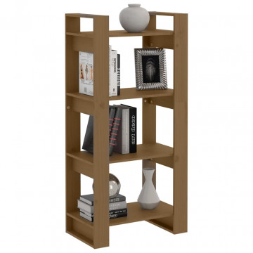 Bibliotecă/Separator cameră maro miere 60x35x125 cm lemn masiv - Img 3