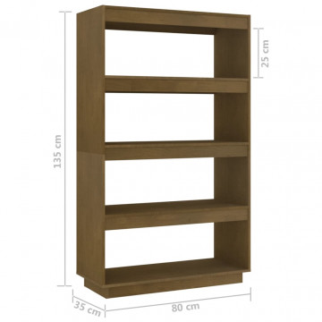Bibliotecă/Separator cameră, maro miere, 80x35x135 cm lemn pin - Img 7