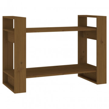 Bibliotecă/Separator cameră maro miere 80x35x56,5 cm lemn masiv - Img 2