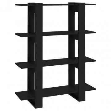 Bibliotecă/Separator cameră, negru, 100x30x123,5 cm - Img 2
