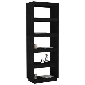 Bibliotecă/Separator cameră negru 60x35x167 cm lemn masiv pin - Img 4