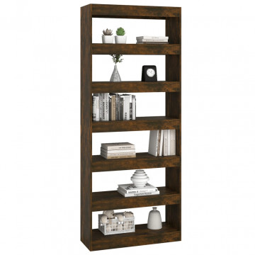 Bibliotecă/Separator cameră, stejar afumat, 80x30x198 cm, PAL - Img 4