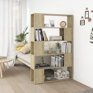 Bibliotecă/Separator cameră, stejar sonoma, 100x24x155 cm PAL - Img 1