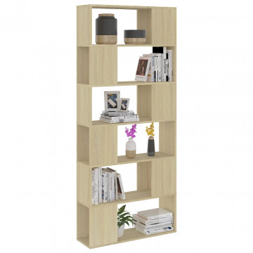 Bibliotecă/Separator cameră, stejar sonoma, 80x24x186 cm, PAL - Img 8