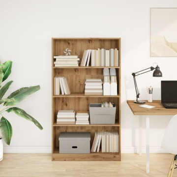 Bibliotecă, stejar artizanal, 80x24x143 cm, lemn prelucrat - Img 3
