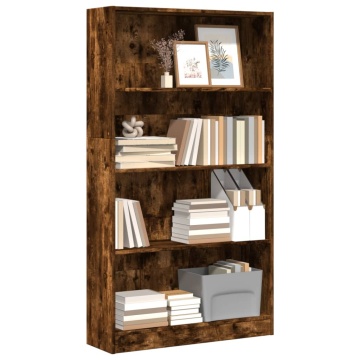 Bibliotecă, stejar fumuriu, 80x24x143 cm, lemn prelucrat - Img 1