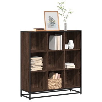 Bibliotecă, stejar maro, 97,5x33x107,5 cm, lemn prelucrat/metal - Img 1