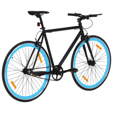 Bicicletă cu angrenaj fix, negru și albastru, 700c, 59 cm - Img 3