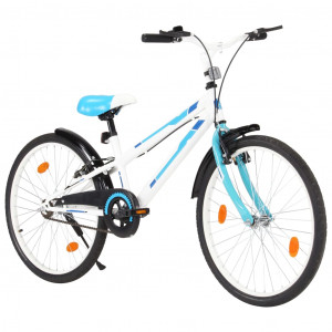 Bicicletă pentru copii, albastru și alb, 24 inci - Img 4