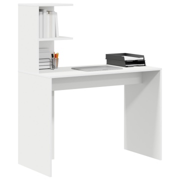 Birou alb de scris Alb MDF Compact Rafturi decorative - Img 3