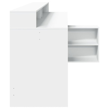 Birou cu lumini LED, alb, 200x104x91 cm, lemn prelucrat - Img 6