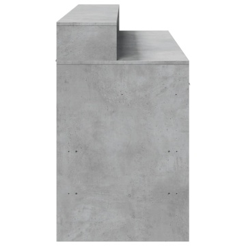 Birou cu lumini LED, gri beton, 140x55x91 cm, lemn prelucrat - Img 6