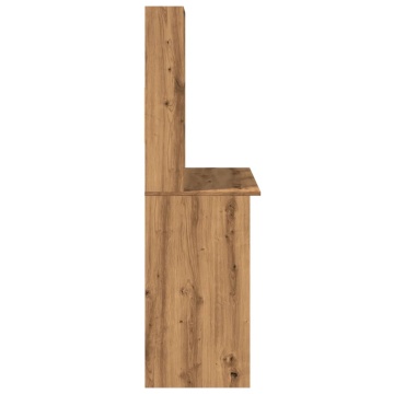 Birou cu rafturi stejar artizanal 102x45x148 cm, lemn prelucrat - Img 8
