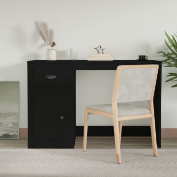 Birou cu sertar, negru, 115x50x75 cm, lemn prelucrat - Img 3