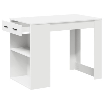 Birou cu sertar și raft alb 102x62x77,5 cm lemn prelucrat - Img 8