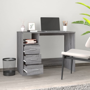 Birou cu sertare gri sonoma 102x50x76 cm lemn prelucrat - Img 3