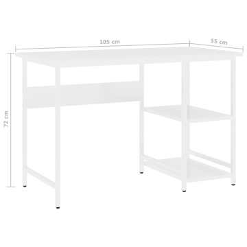 Birou de calculator, alb, 105x55x72 cm, MDF și metal - Img 6
