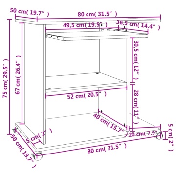 Birou de calculator, alb, 80x50x75 cm, lemn prelucrat - Img 5