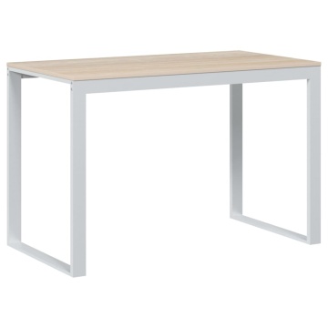 Birou de calculator, alb/stejar, 110x60x73 cm, lemn prelucrat - Img 2